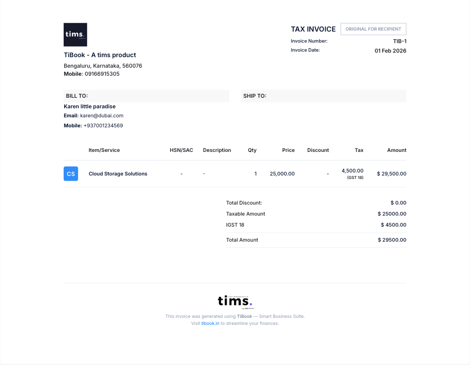 Professional invoice for plumbers